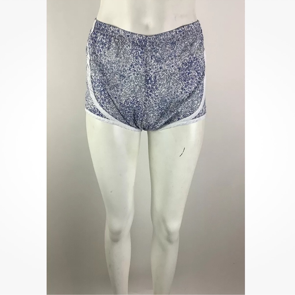 Ann Mashburn Sz XS Poplin Track Shorts Floral Print Blue 100% Cotton Pullon